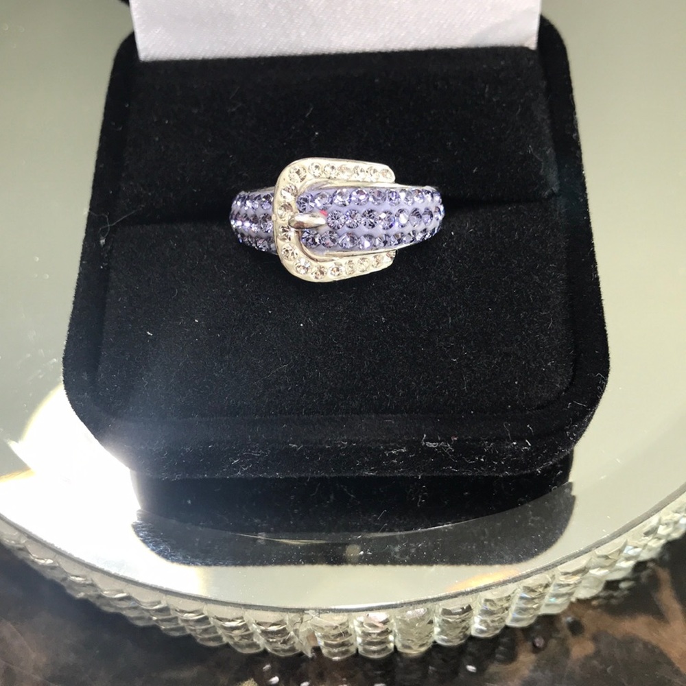 Purple/Lavender Buckle Silver Ring SZ 7